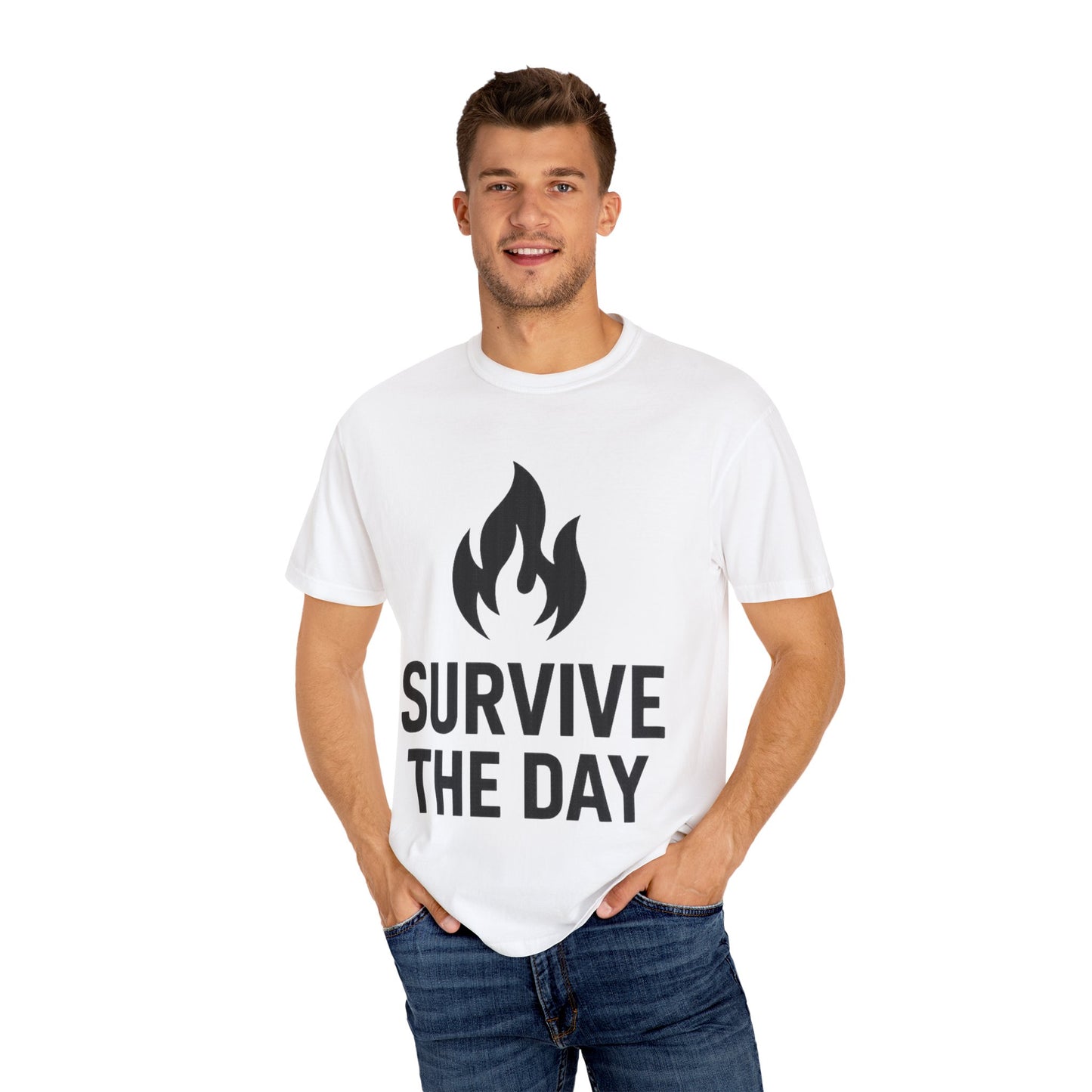 Motivational Graphic T-shirt - Survive the Day - Unisex Apparel, Positive Quote Tee, Motivational Gift, Casual Wear, Everyday Wear