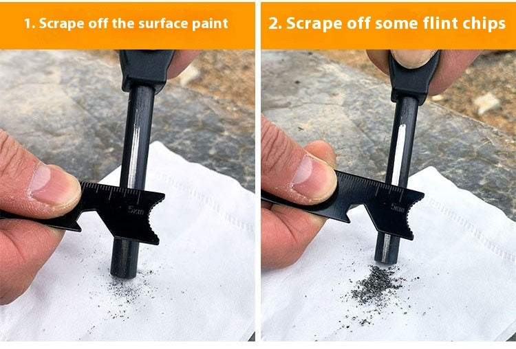 Magnesium Rod Flint | with Survival Whistle | Bottle Opener | Hexagonal Wrench