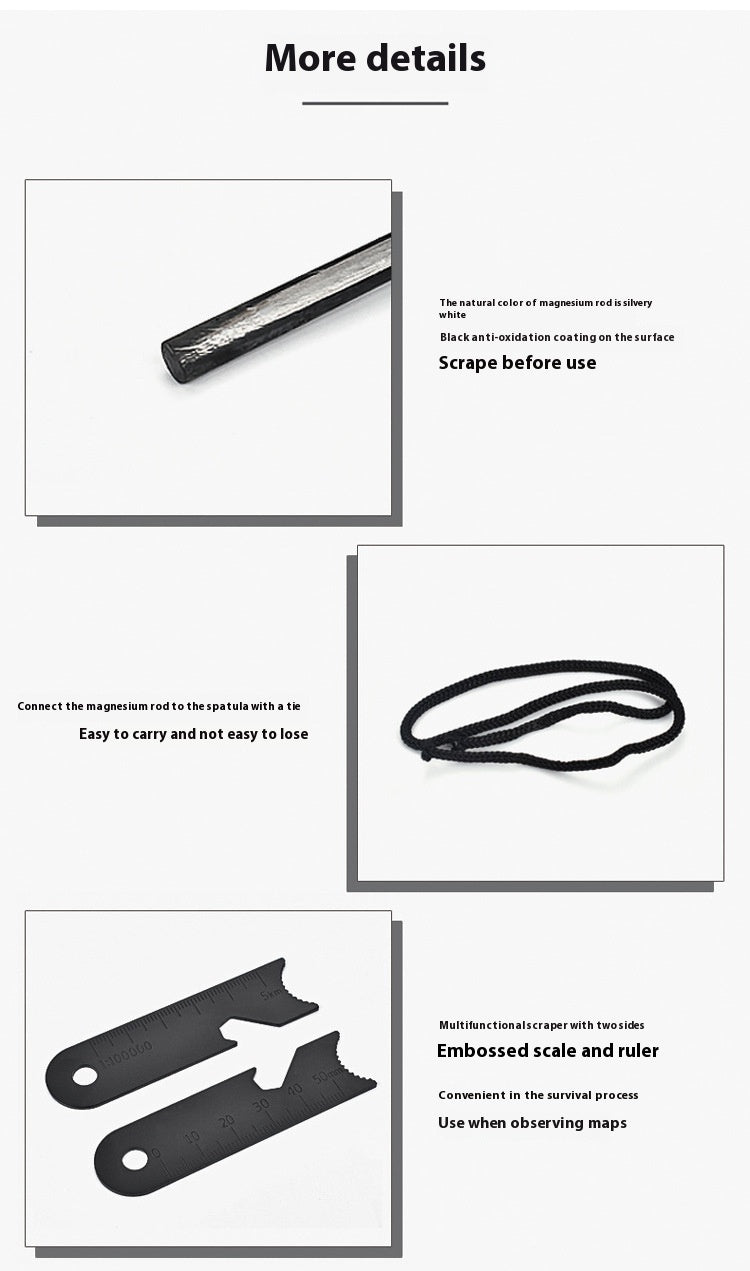 Magnesium Rod Flint | with Survival Whistle | Bottle Opener | Hexagonal Wrench