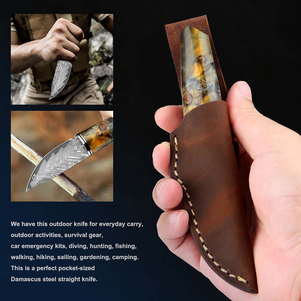 Damascus Knife |Fixed Blade | with Sheath