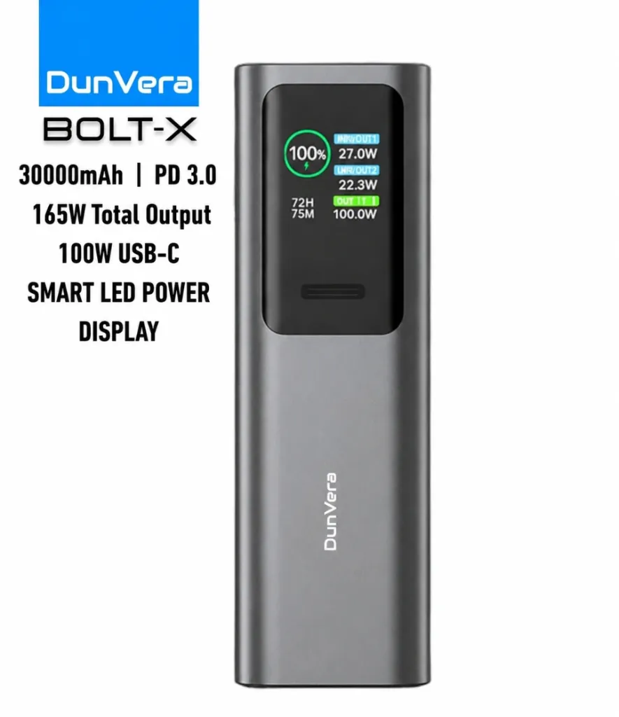 duvnera bolt x power bank in gray color specs.webp