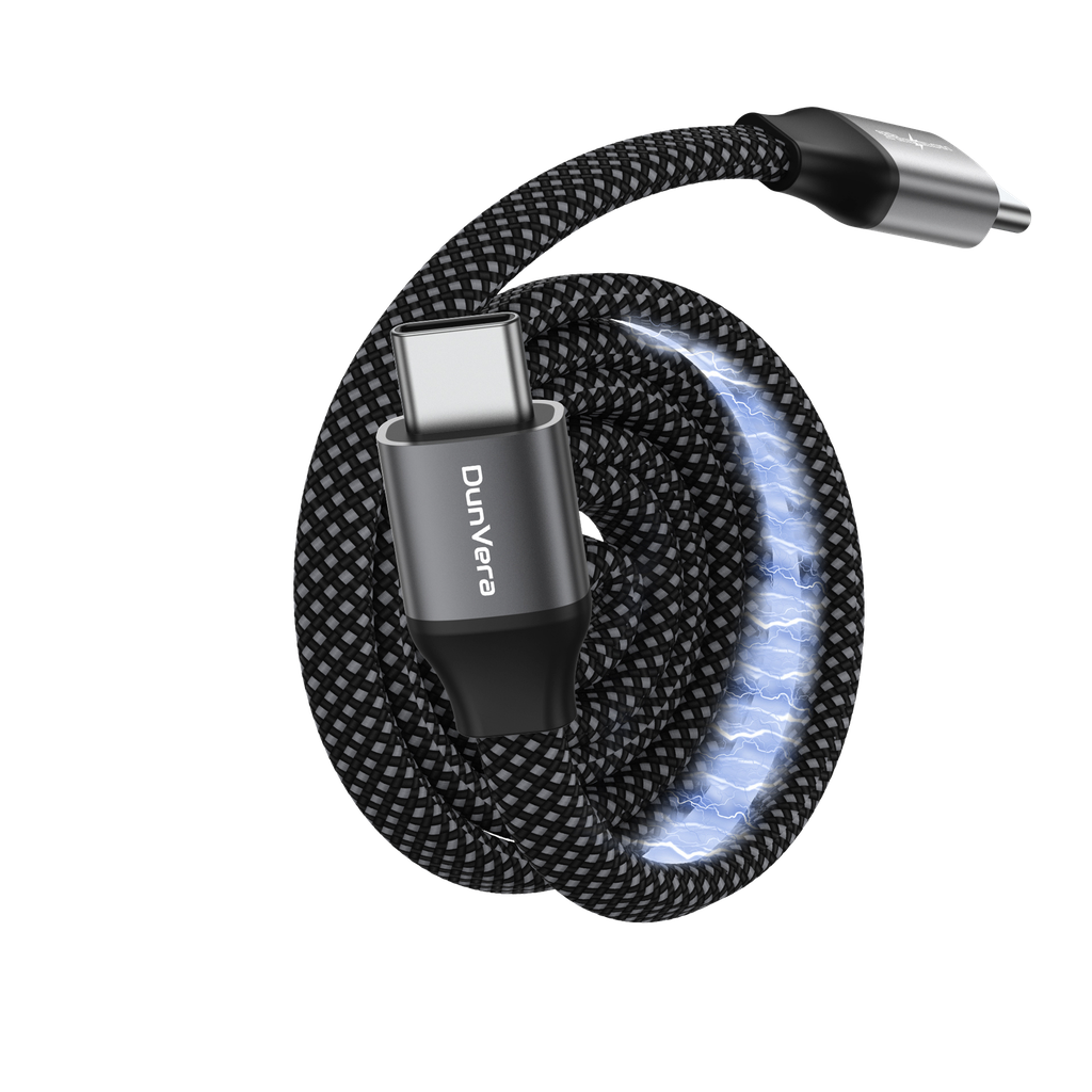 [SKU: EP-ASIW-1G3K] HyperBolt USB4 (Type C to C) USB-IF Certified Cable: 40Gbps Data, 240W PD, 8K Video – Magnetic Self-Coiling (3.3ft)